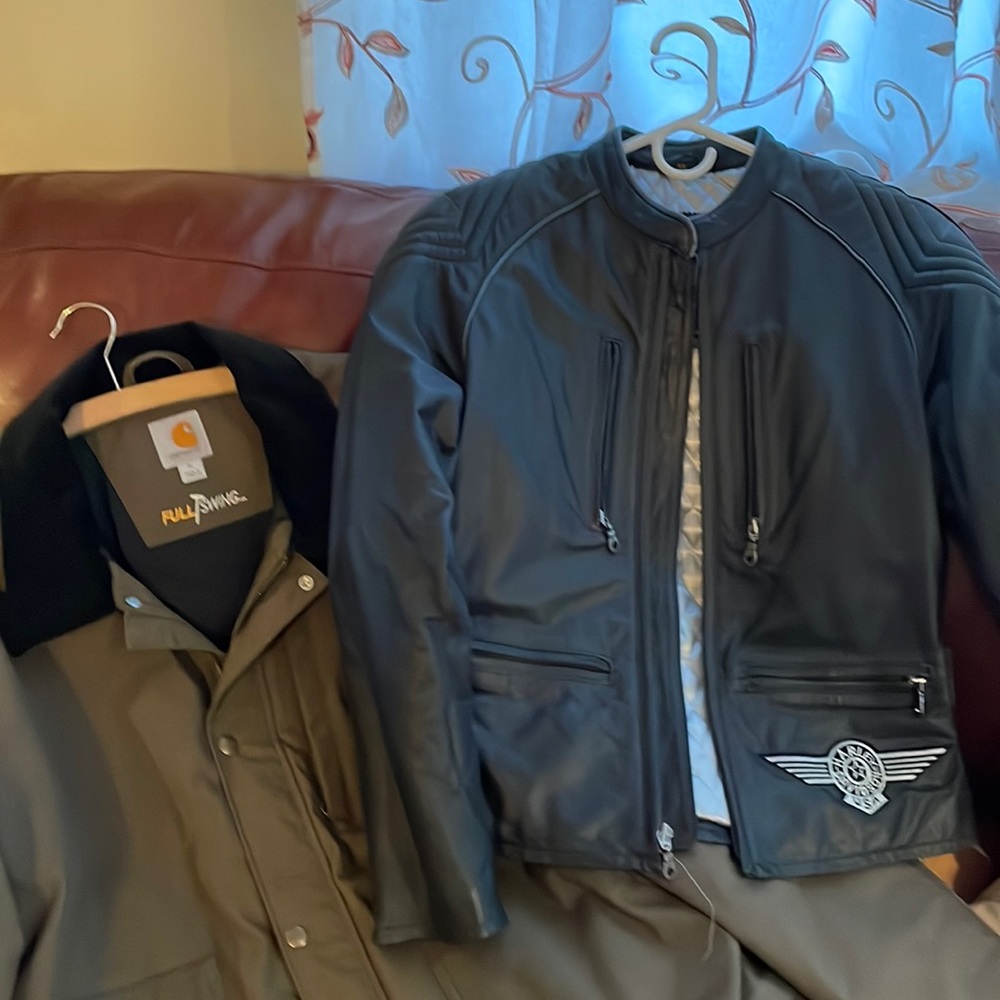 Carhartt full swing jacket XL and Harley Davidson leather jacket